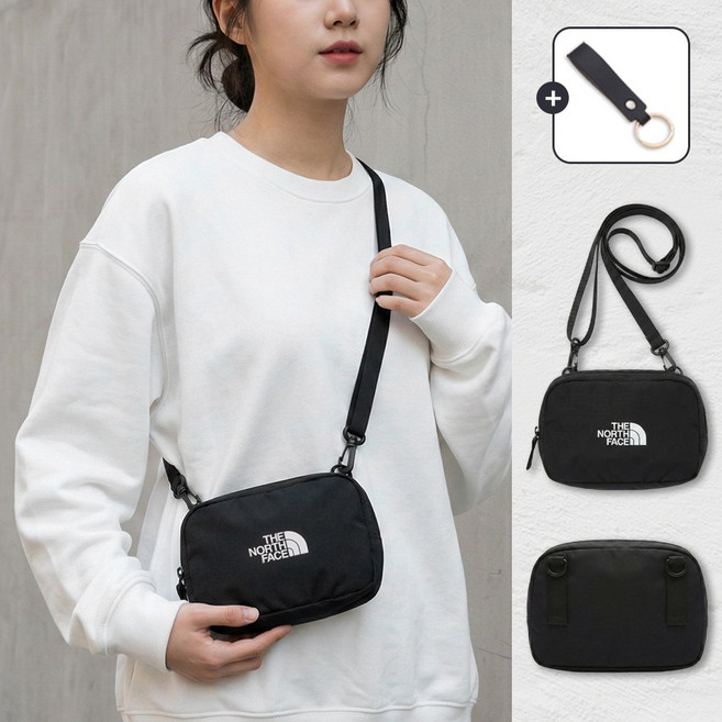 노스페이스 미니 넬티 크로스백 SL 슬링백 + 가죽 키링 세트
