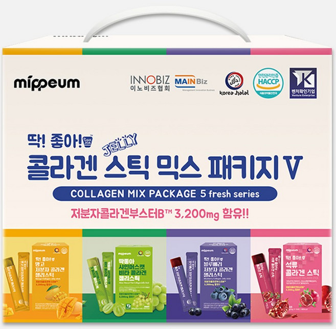 DDAKJOA 콜라겐 젤리스틱 믹스패키지 시즌5 (망고 샤인머스캣 블루베리 석류), 1.2kg, 1박스
