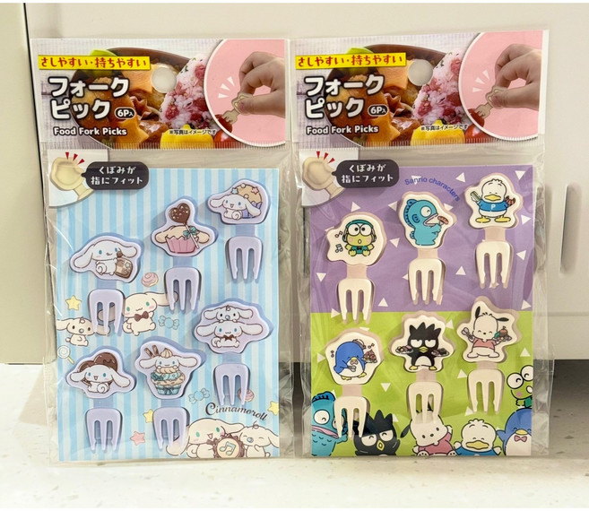산리오 시나모롤 포차코 배드바츠마루 턱시도샘 한교동 페클 케로피 포크픽 데코픽 도시락 꾸미기, 2세트, 혼합