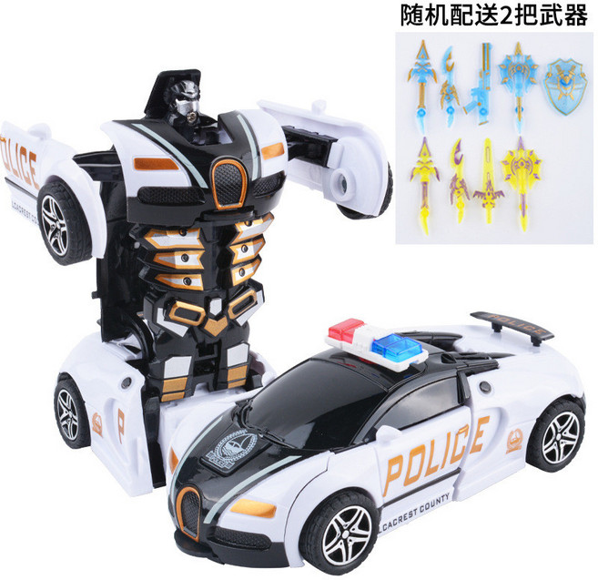 兒童變形車玩具 碰撞變形 慣性車, BJD警車白黑色【袋裝】, 1個