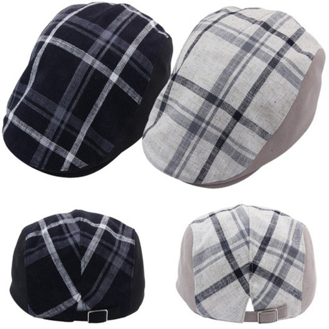 중년 어르신 여름모자 큰체크 배색 헌팅캡 베레모 도리우찌/MB-853