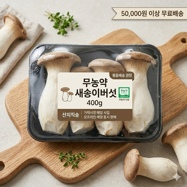 싱글벙글 무농약 새송이버섯 400g, 1개