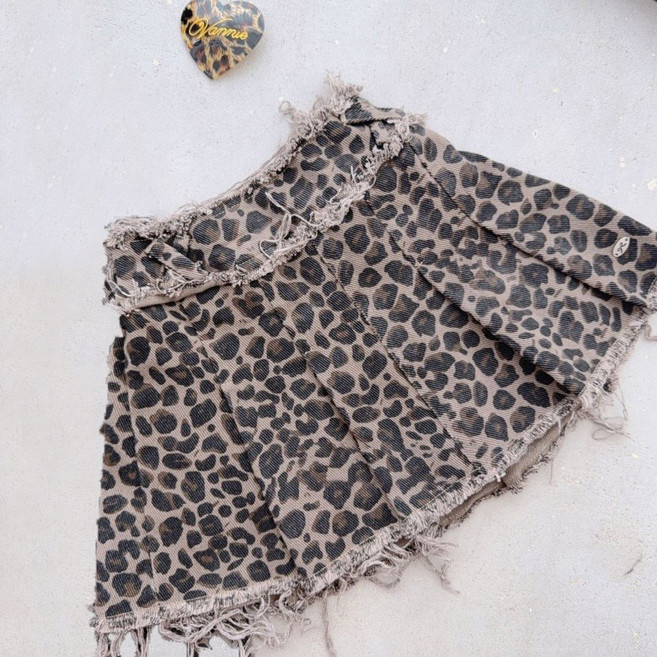 구빠방 여아 레오파드 플리츠 스커트