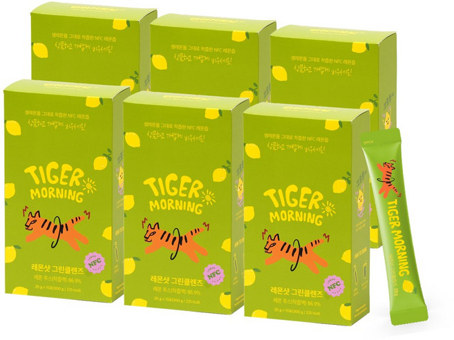 유기농 레몬즙 타이거모닝 레몬샷 그린클렌즈, 90개, 20g