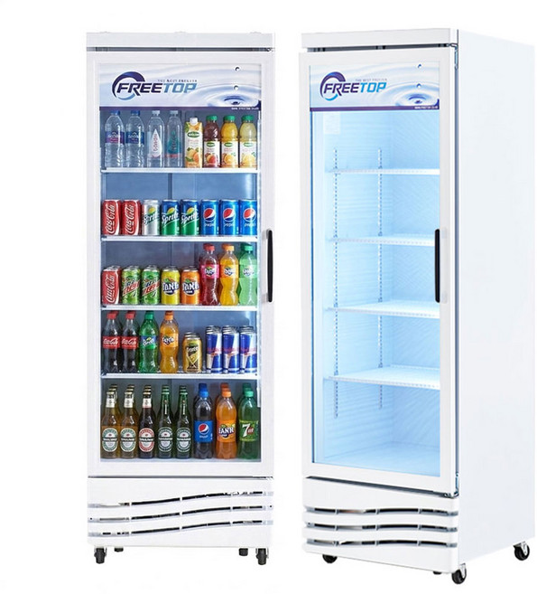 소상공인지원 국산 1등급 프리탑 음료수냉장고 업소용 쇼케이스 385L 꽃 약국 술 주류, FT-470R 좌도어 (착불배송비 해피콜안내)