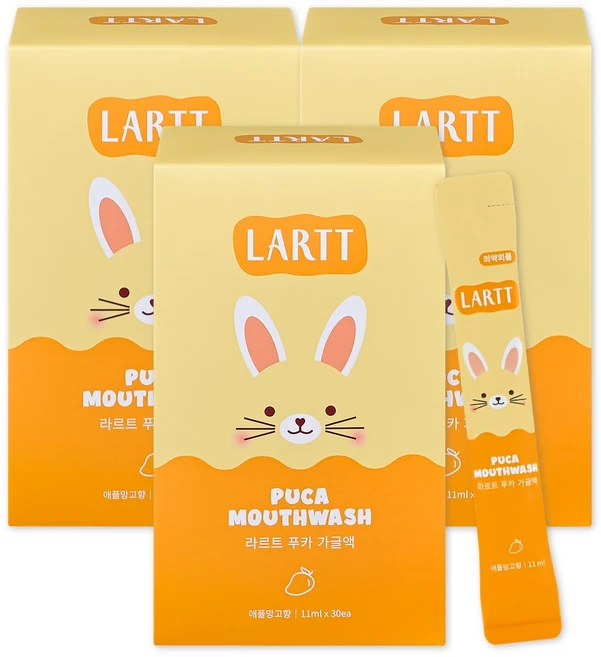 라르트 무알콜 충치예방 어린이가글 일회용 스틱 구강청결제 푸카 가글 애플망고향, 11ml, 90개 - 쿠팡