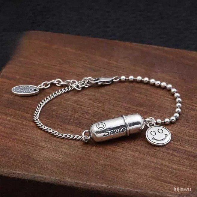 약보관팔찌 부모님 선물 실버 캡슐 알약 약통 휴대용 상비약 쥬얼리 1개