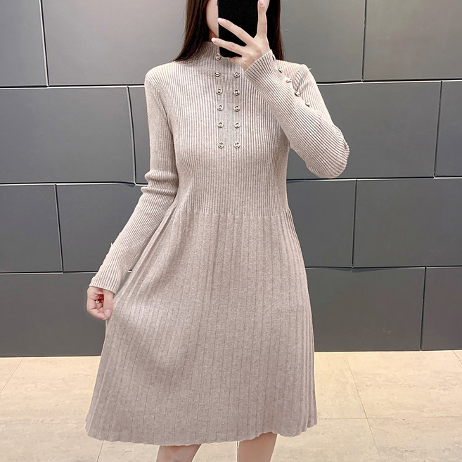 HAAN 반하이넥 슬림핏 니트 원피스녀