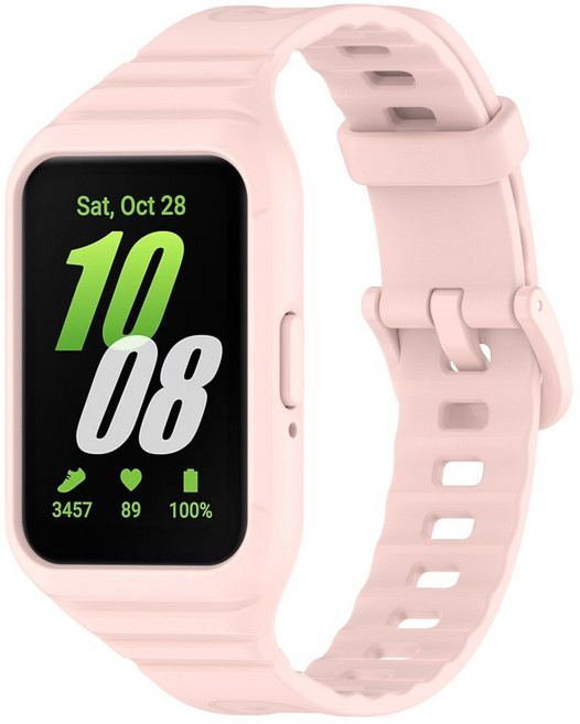 갤럭시 핏3 전용 일체형 실리콘 프레임 밴드-풀커버 보호 손목 둘레 150~185mm 호환, 1개, 3# 라이트 핑크