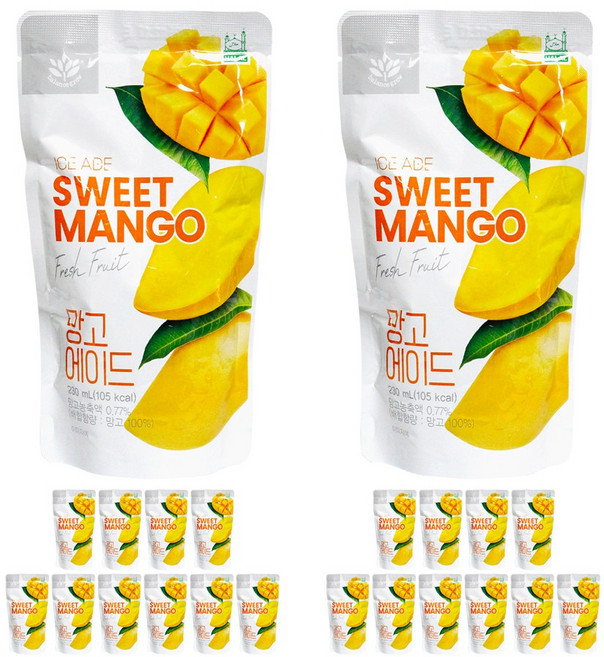 편의점 아이스 파우치음료BG 망고에이드 230ml(10봉), 230ml, 20개