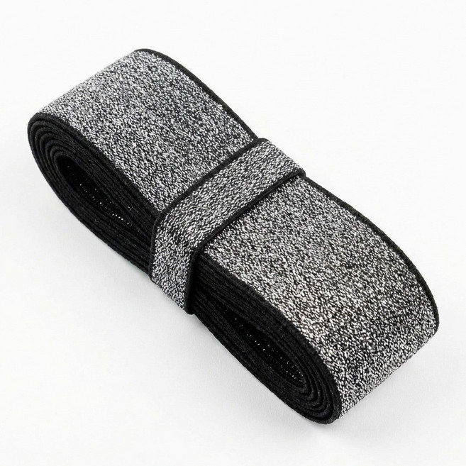 펄 고무밴드 블랙+실버펄 반짝이 밴딩고무 의류 장식용 허리밴드 고무줄 1마(90cm), 1개, 50mm(블랙+실버펄) 1마