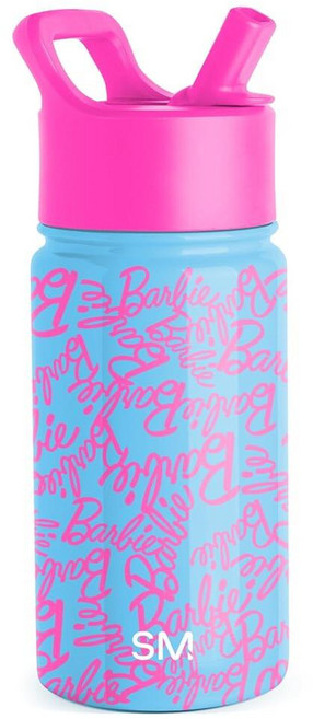 Simple Modern 아동용 서밋 빨대 뚜껑 포함 물병 | 디즈니 토이 스토리 414ml(14온스) 스테인리스 스틸 컵 단열 텀블러 남아 여아 학교용 | 버즈 앤 우디, Mattel: Barbie Cursive