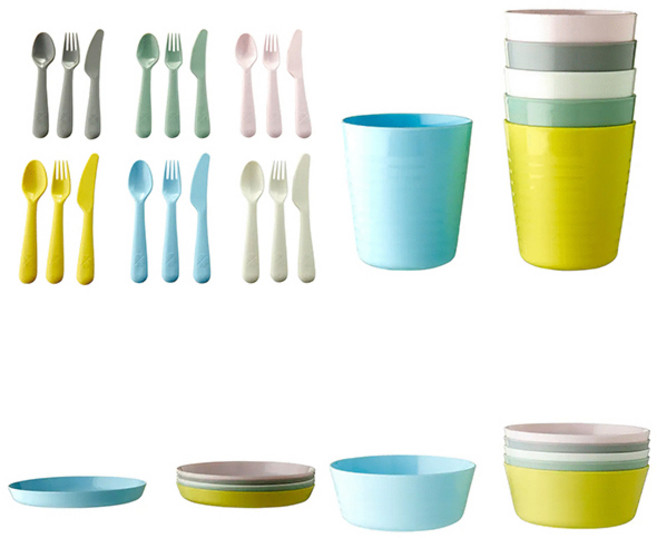 이케아 칼라스 유아 플라스틱 접시 그릇 컵 식기도구(착불아님무료배송), (접시6+그릇6+컵6+식기도구18)세트, 1개