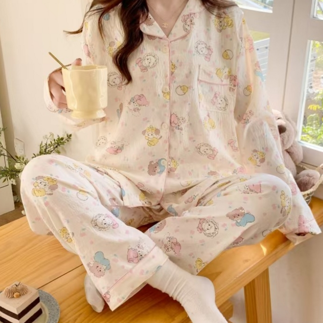 러블리 집순이 스트라이프 파자마 세트 빅사이즈 편안한 홈웨어