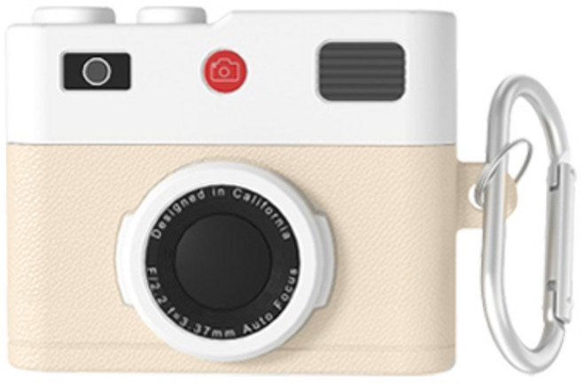 투에이비 빈티지 레트로 카메라 실리콘 케이스, 1개, 베이지, 에어팟 프로3세