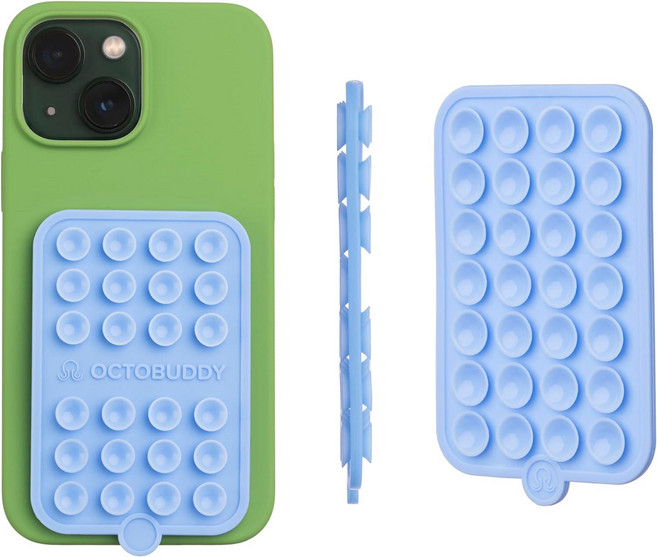 옥토버디 OCTOBUDDY 헤일리 비버 틱톡 인스타그램 릴스 실리콘 거치대 마운트, 1개, 더블 - 베이비 블루 제이