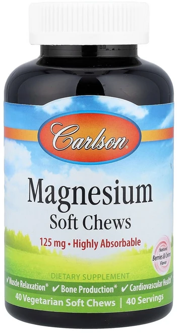 칼슨 마그네슘 Magnesium 네추럴 베리크림 125mg 베지소프트츄 40개, 1개, 40정 - 쿠팡