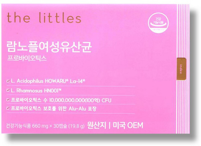 더리틀스 람노플여성유산균 람노서스 애시도필루스 CFU 100억 유산균 30캡슐 1개월분, 30정, 1개