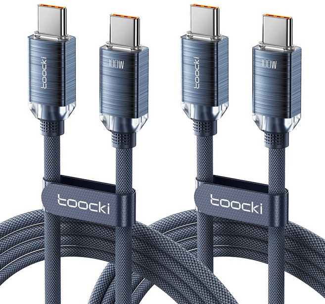 Toocki 100W C to C PD 초고속 충전 케이블, 2개, 2m, 블루