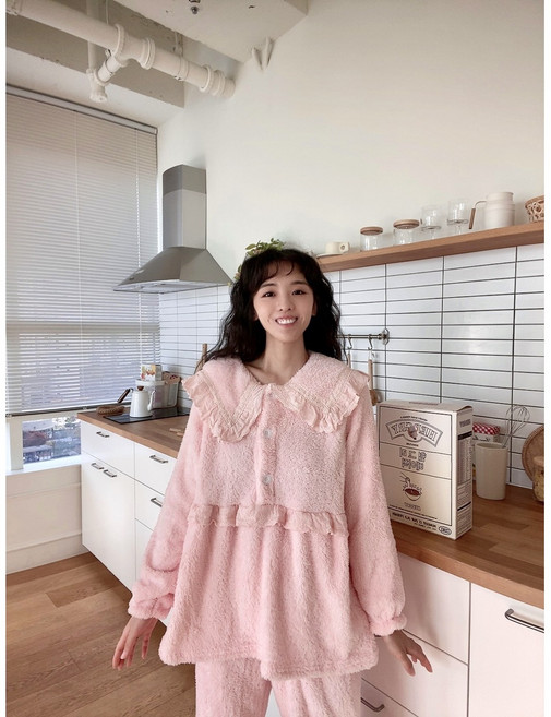 99번지 여성 가을 겨울 극세사 홈웨어 슬기로운 잠옷 실내복 긴팔 원피스 상하세트