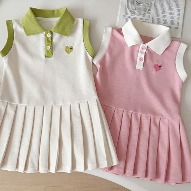 [앙디] O원피스 플리츠하트 (OC169)_(아동복 바캉스원피스 유아복 여아용 여름원피스 여아의류 시원한원피스 나시원피스 테니스원피스)