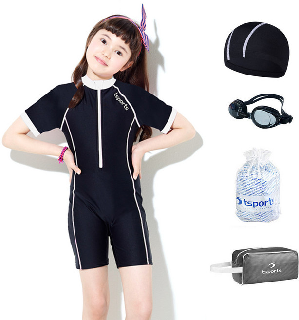 TS스포츠 여아동 수영복 반신 3부 원피스 어린이 주니어 실내 수영장 초등학교 생존수영키트 25015