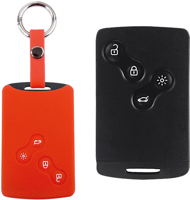 더조은셀러 르노 SM 7 5 3 QM 클리오 호환 스마트키 키링+키홀더 실리콘 케이스 key-32 키홀더, 레드