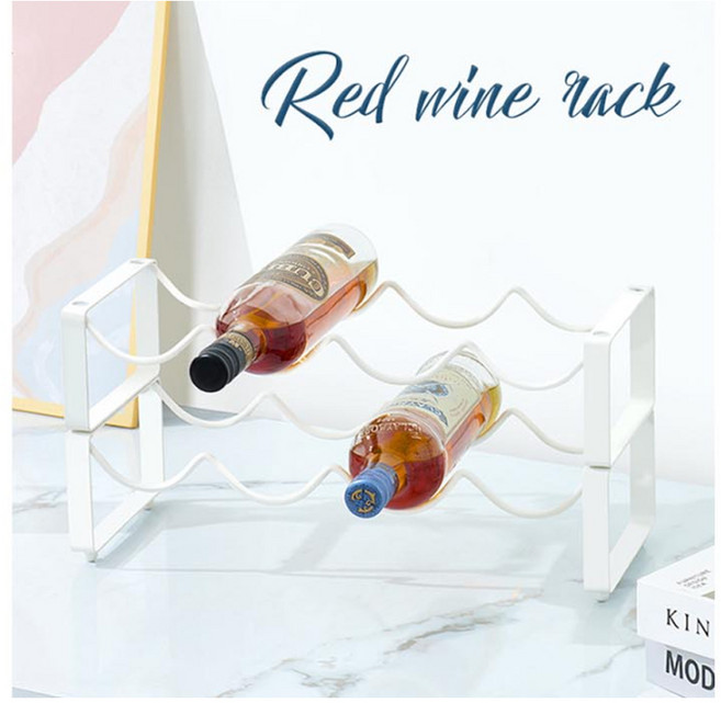 모던 와인랙 철제 와인 거치대 술진열 와인병 정리대, 2개, 화이트