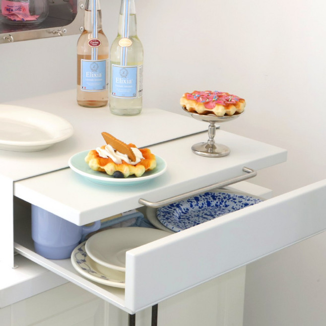 아텍스 슬라이딩 커피머신 정수기 선반 철제 수납함 다이, 1개, 화이트