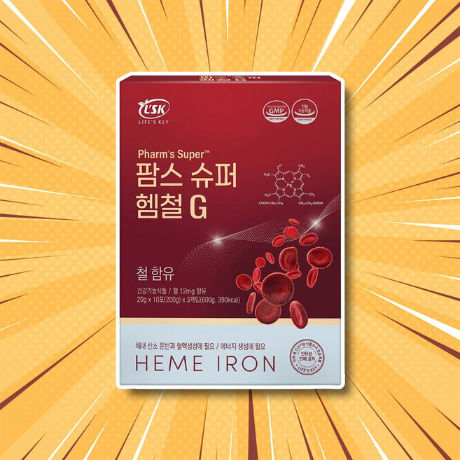 나인멜로 팜스슈퍼헴철 헴철 여성철분제 헴철철분제 팜스슈퍼헴철G, 1개, 30회분