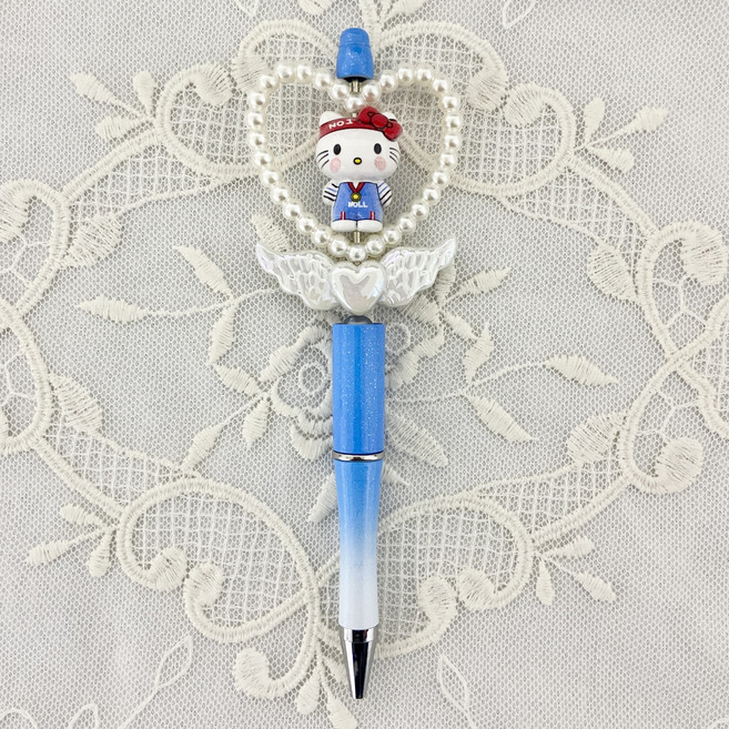 [볼펜심무료증정] 끼링까링 캐릭터 볼펜꾸미기 샤프꾸미기 완성품, 1개, 12.[볼펜]그라데이션블루(블루냥)