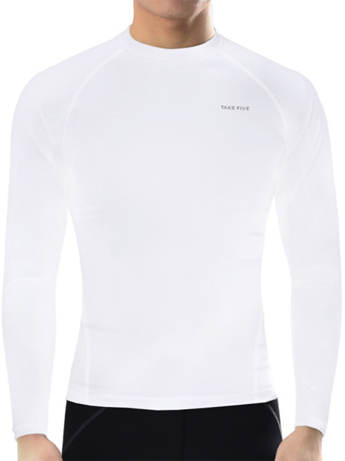 테이크파이브 남자 기능성 머슬핏 긴팔 스포츠이너웨어 화이트