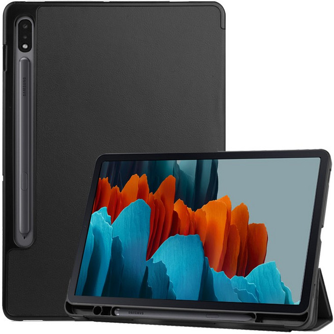 삼성 갤럭시탭S7 11 호환 S펜수납 북커버 케이스 SM-T870 T875 T875N, 검정