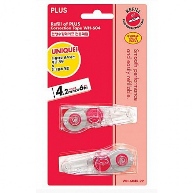 4.2mmx6M 2개 리필 WH-604R 수정테이프, 1개, 상세페이지 참조