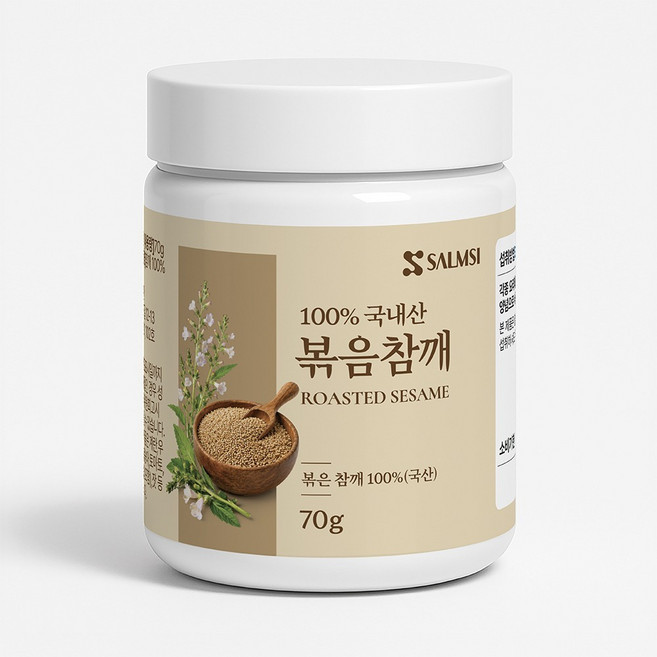 국내산 볶음 참깨 국산 볶은 참깨 100% 저온로스팅 통깨 깨소금, 1개, 70g