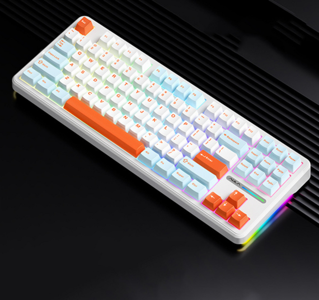 AULA 타란튤라 F87 독거미 키보드 가스켓구조 기계식키보드, 옐로우축V3, F87 Pro, 화이트 오렌지