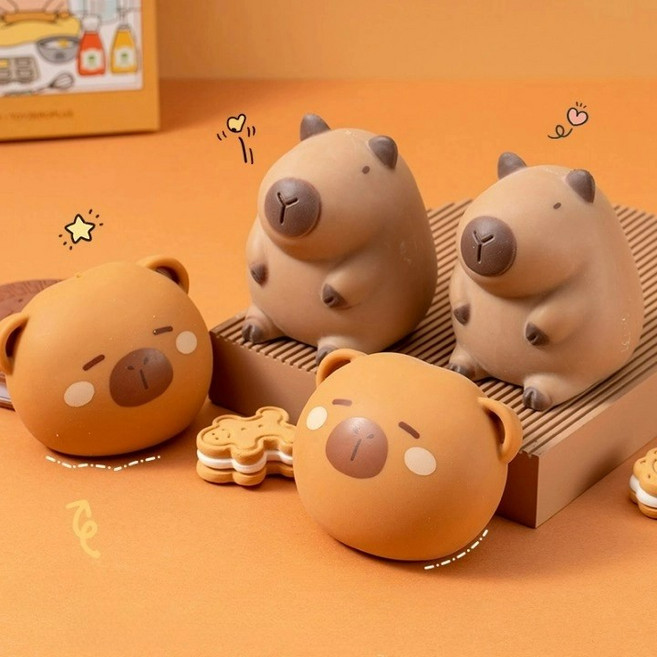 쓸없선 말랑이 스트레스볼 카피바라 쓸데없는 스퀴시 선물 킹받는 만두, 1개, 카피바라찐빵