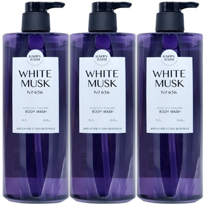 해피바스 모이스처 퍼퓸 바디워시 화이트머스크 향, 760g, 3개