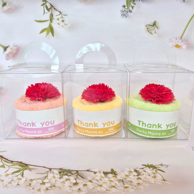 카네이션 극세사 핸디타올 플라스틱케이스, 1개, 연두