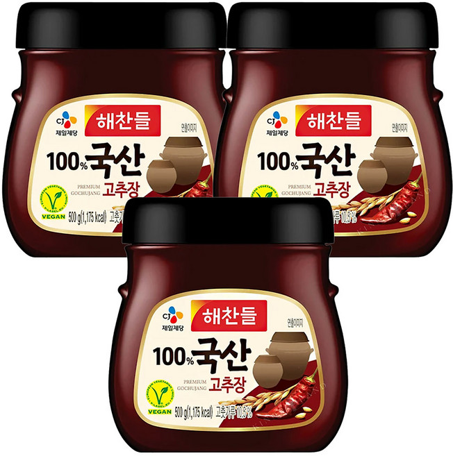 100% 국산 고추장, 500g, 3개