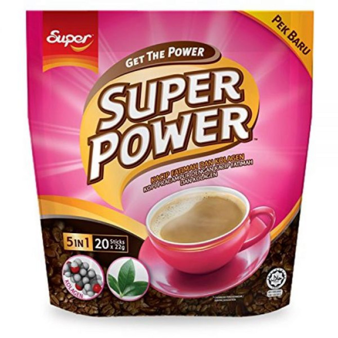 2팩 / 말레이시아 브랜드/Super Power 5 In 1 프리미엄 인스턴트 커피/카칩 파티마 및 콜라겐의 허브 추출물 함유/여성을 위한 맛있는 건강 부스트/아침 커피에 담긴, 2팩 / 말레이시아 브랜드/Super Power 5 I