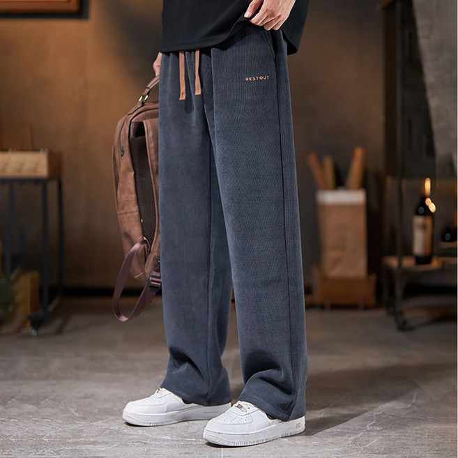 ROYALBELLE 1+1 (2종세트) 남성 코듀로이 기모 따뜻한 와이드핏 스트레이트 데일리 캐주얼 롱 팬츠 U01120504