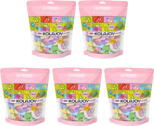 베트남 과일캔디 민트향 대용량 무설탕 혼합믹스, 5개, 500g