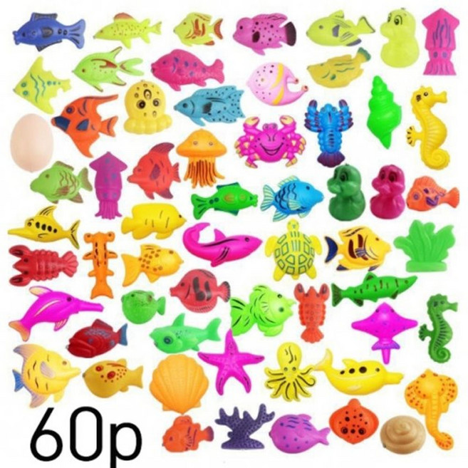 60p 마카롱 물고기 자석 낚시놀이 RU