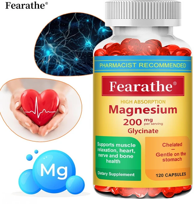 마그네슘 글리신 캡슐 - 200mg 원소 마그네슘 - 근육이완 심장 신경 뼈 건강 지원 - 순하고 흡수되기 쉬운 Non-GMO 영양공급, 3개, 120회분 - 쿠팡
