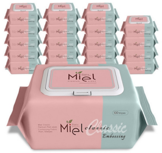 미엘 클래식 유아물티슈 캡형 50평량, 420g, 100개입, 20개
