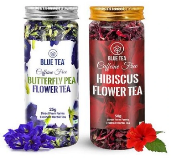 블루티 - 콤보 - 버터플라이피 꽃차 & 히비스커스차 || 슈퍼 항산화 || 꽃 기반, 1개, 25g, 50g - 쿠팡