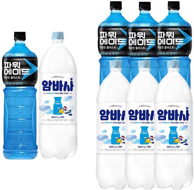 [드링킹] 파워에이드 1.5L 3개 + 암바사 1.5L 3개, 6개입