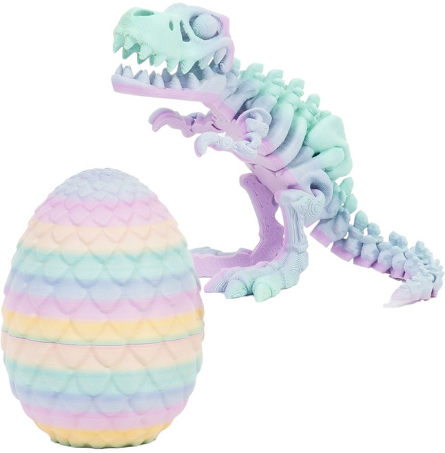 3D 프린트 에그 공룡 모형 인형 피규어 선물 소품 자유관절, 파스텔 레인보우