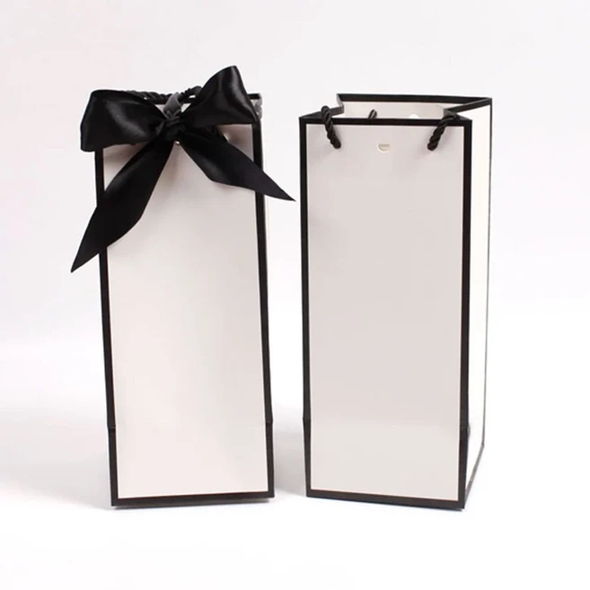 선물용 답례품 포장 텀블러 쇼핑백 리본 종이 가방, 텀블러쇼핑백